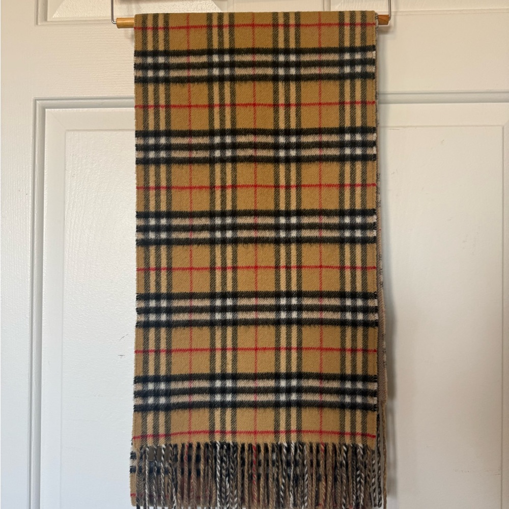 Burberry Tan and Black Checkered Scarf